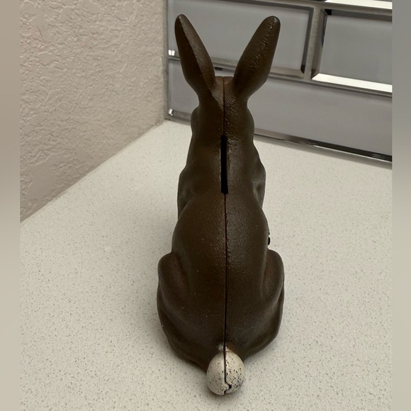 Vintage Cast Iron Bunny Jack Rabbit Slotted Coin Bank - Picture 4 of 13